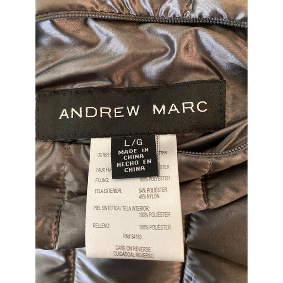 Andrew Marc Reversible Jacket Silver & Black Faux Fur Jacket Large - Picture 5 of 12